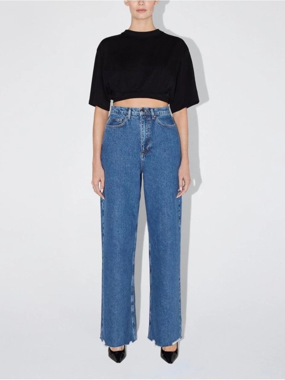 KHY Boxy black cropped tee